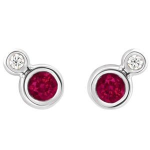 Platinum 4 mm Lab-Grown Ruby & .06 CTW Natural Diamond Earrings – image 2