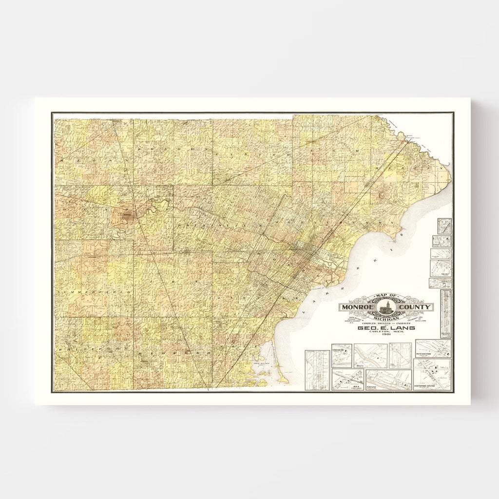 Vintage Map of Monroe County, Michigan 1901