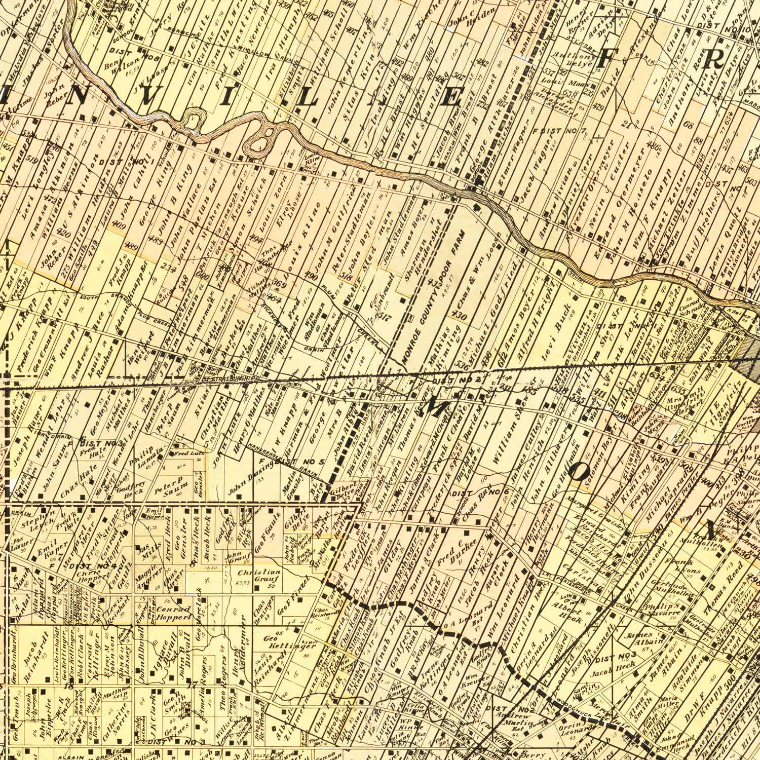 Vintage Map of Monroe County, Michigan 1901