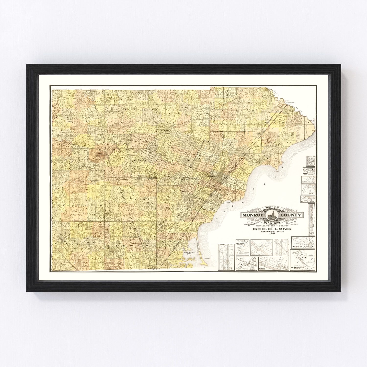 Vintage Map of Monroe County, Michigan 1901