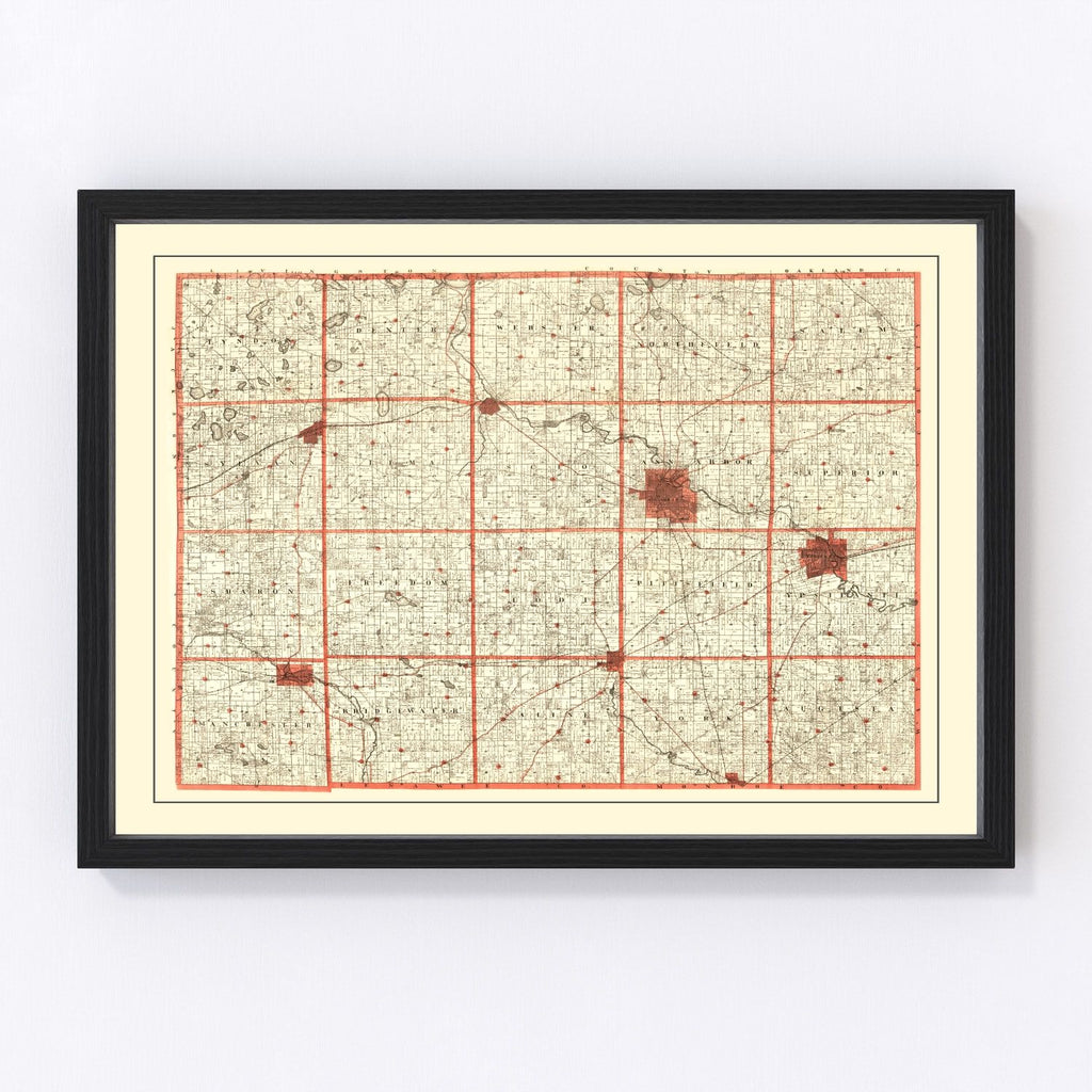 Vintage Map of Washtenaw County, Michigan 1896