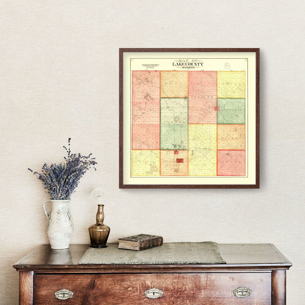 Vintage Map of Lame County, Michigan 1900