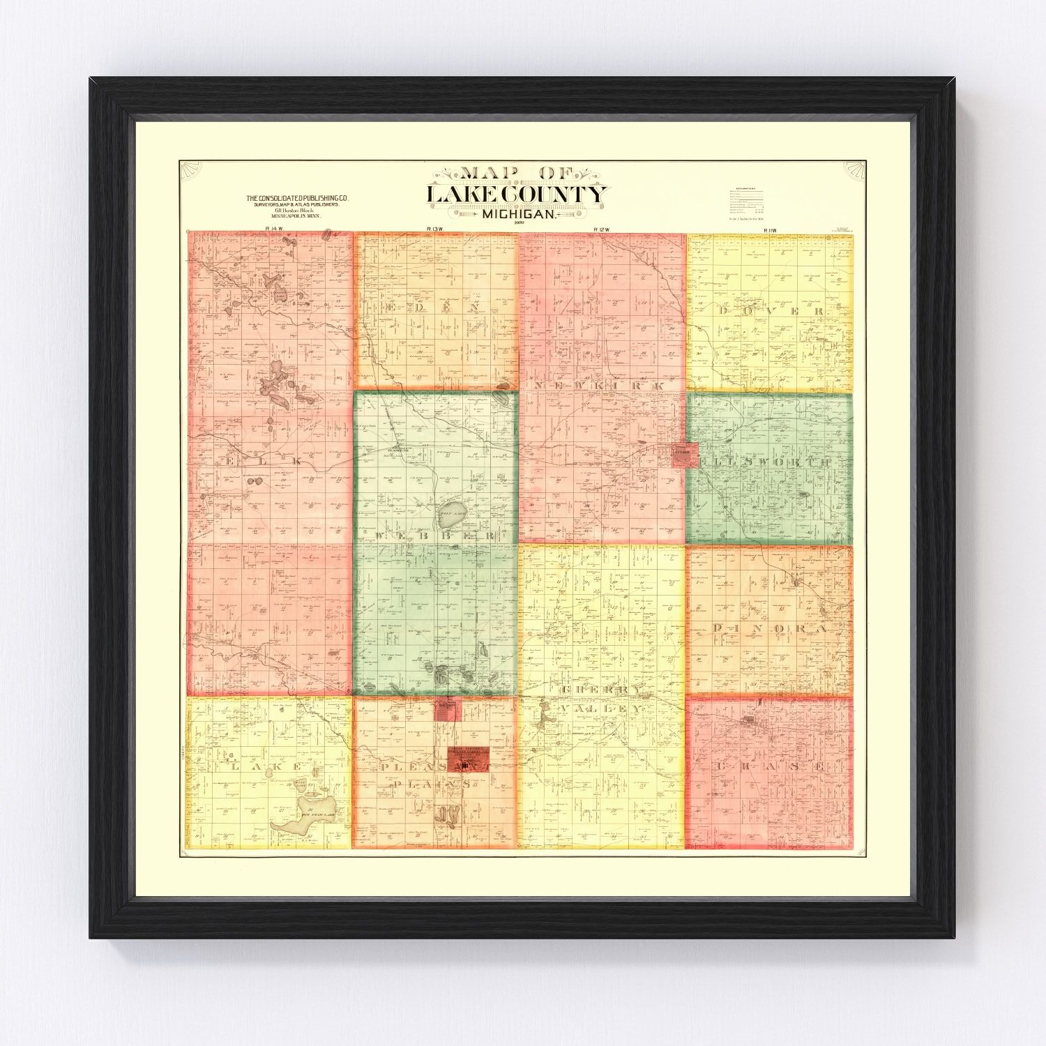 Vintage Map of Lame County, Michigan 1900