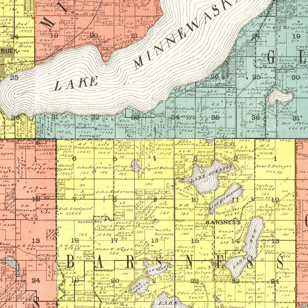 Vintage Map of Pope County, Minnesota 1901
