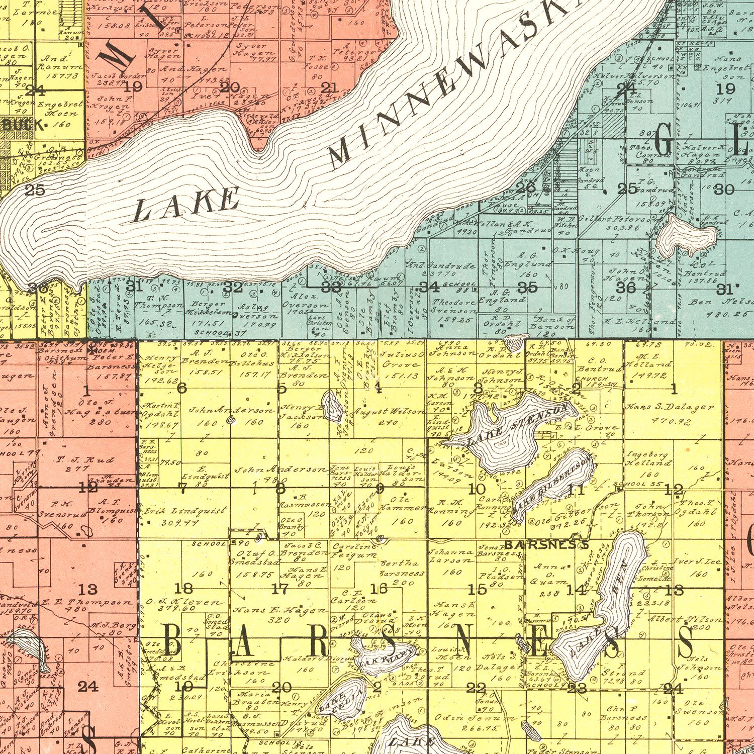 Vintage Map of Pope County, Minnesota 1901