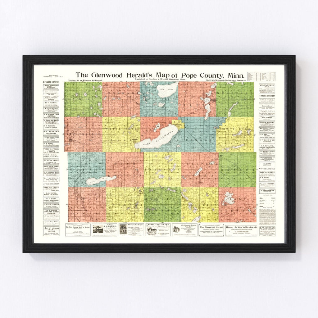 Vintage Map of Pope County, Minnesota 1901