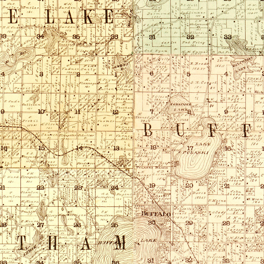 Vintage Map of Wright County, Minnesota 1901