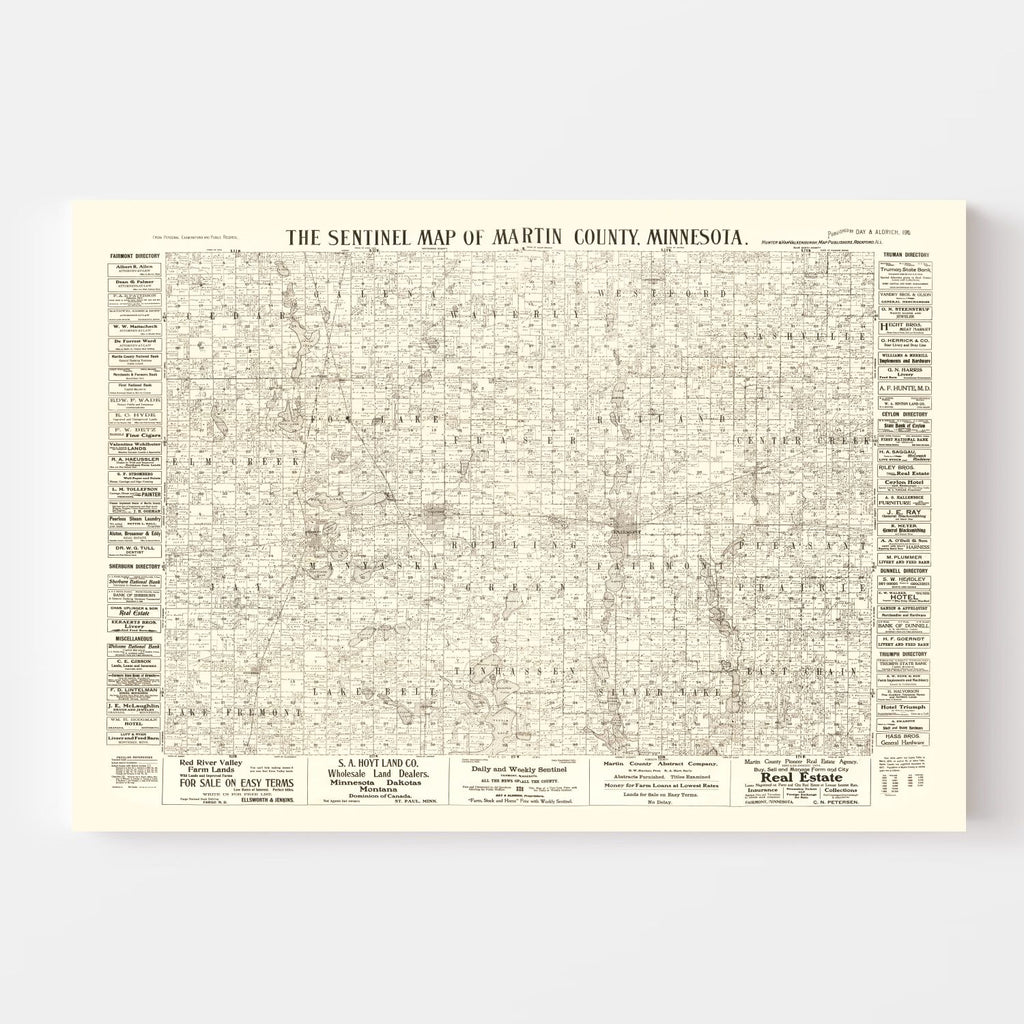 Vintage Map of Martin County, Minnesota 1901