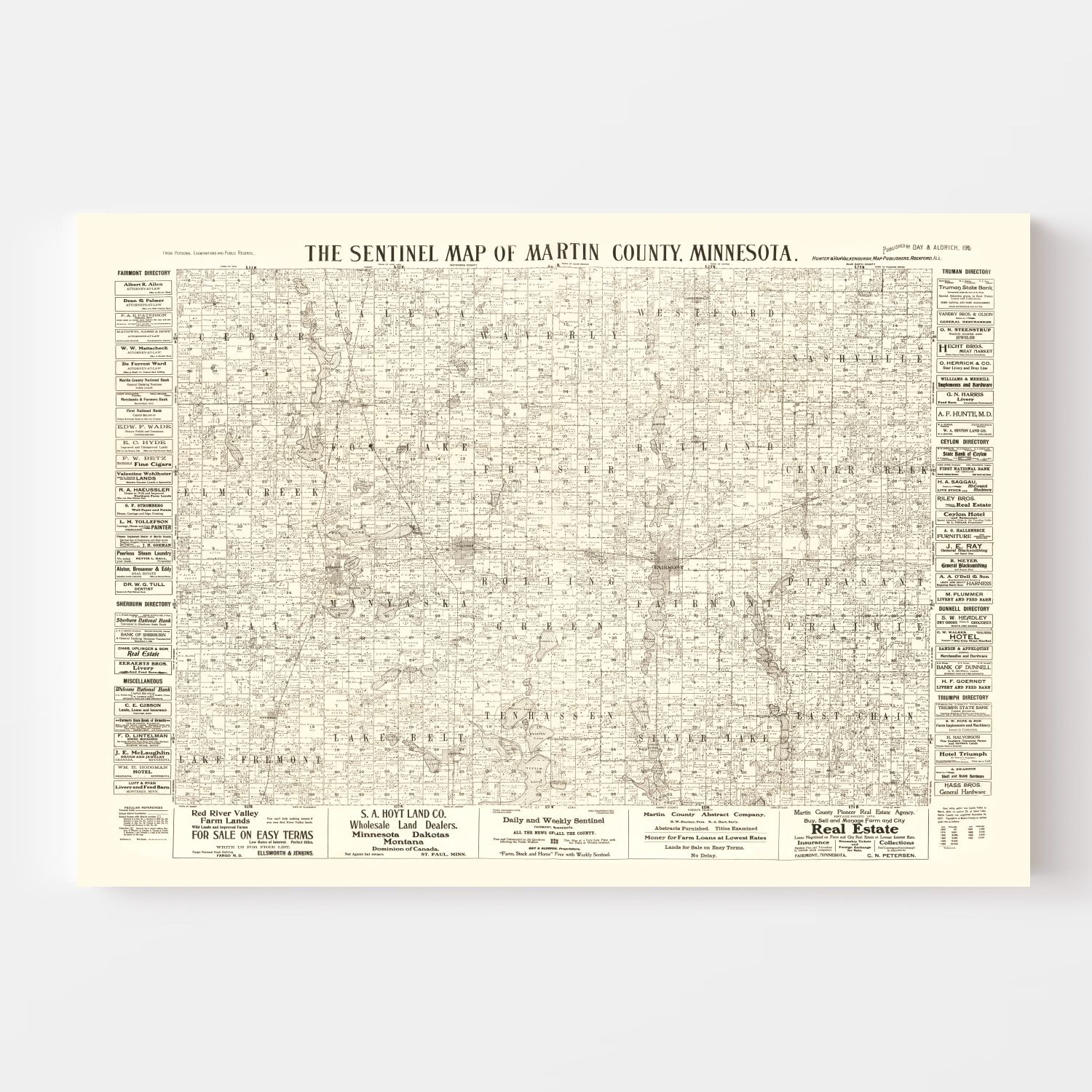 Vintage Map of Martin County, Minnesota 1901