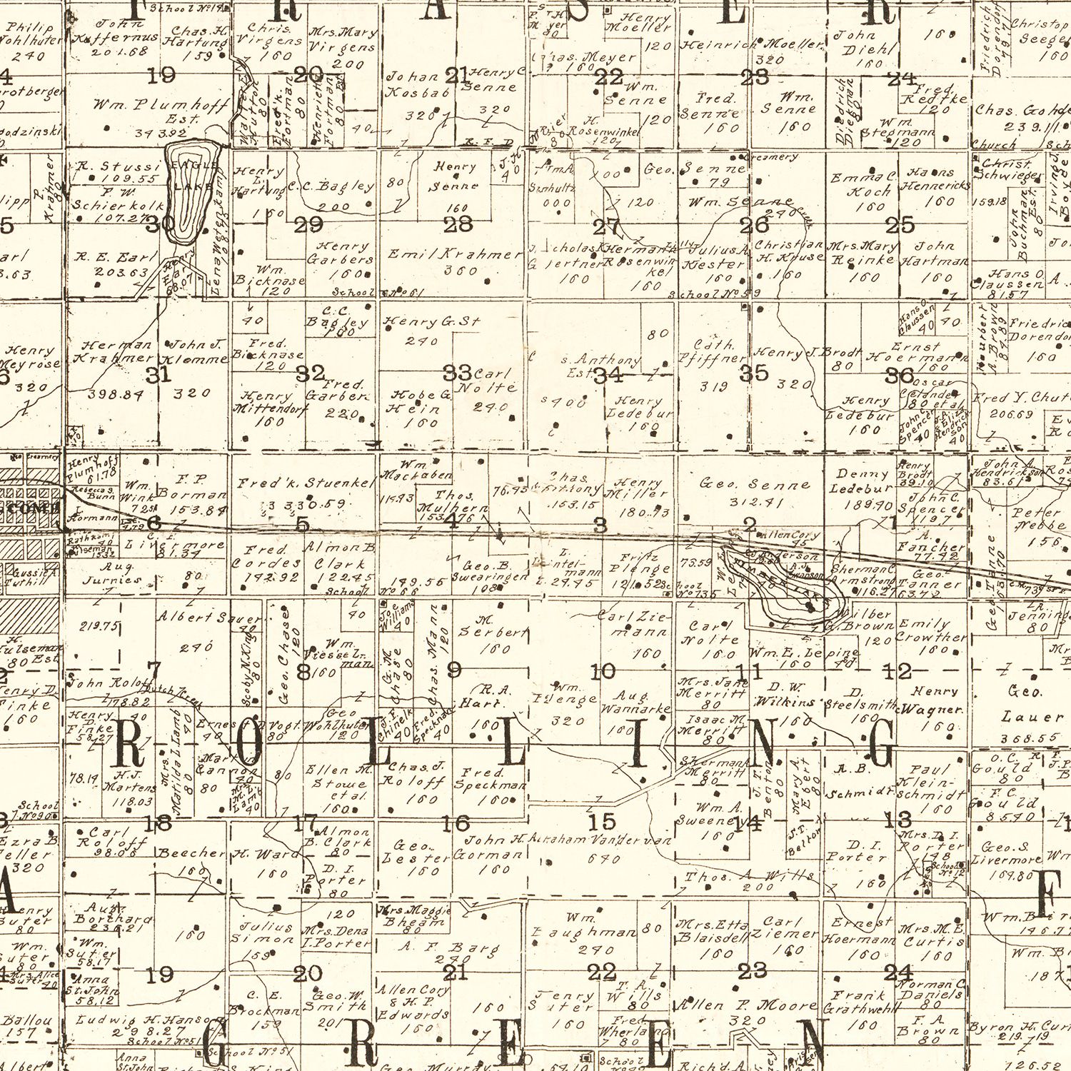 Vintage Map of Martin County, Minnesota 1901