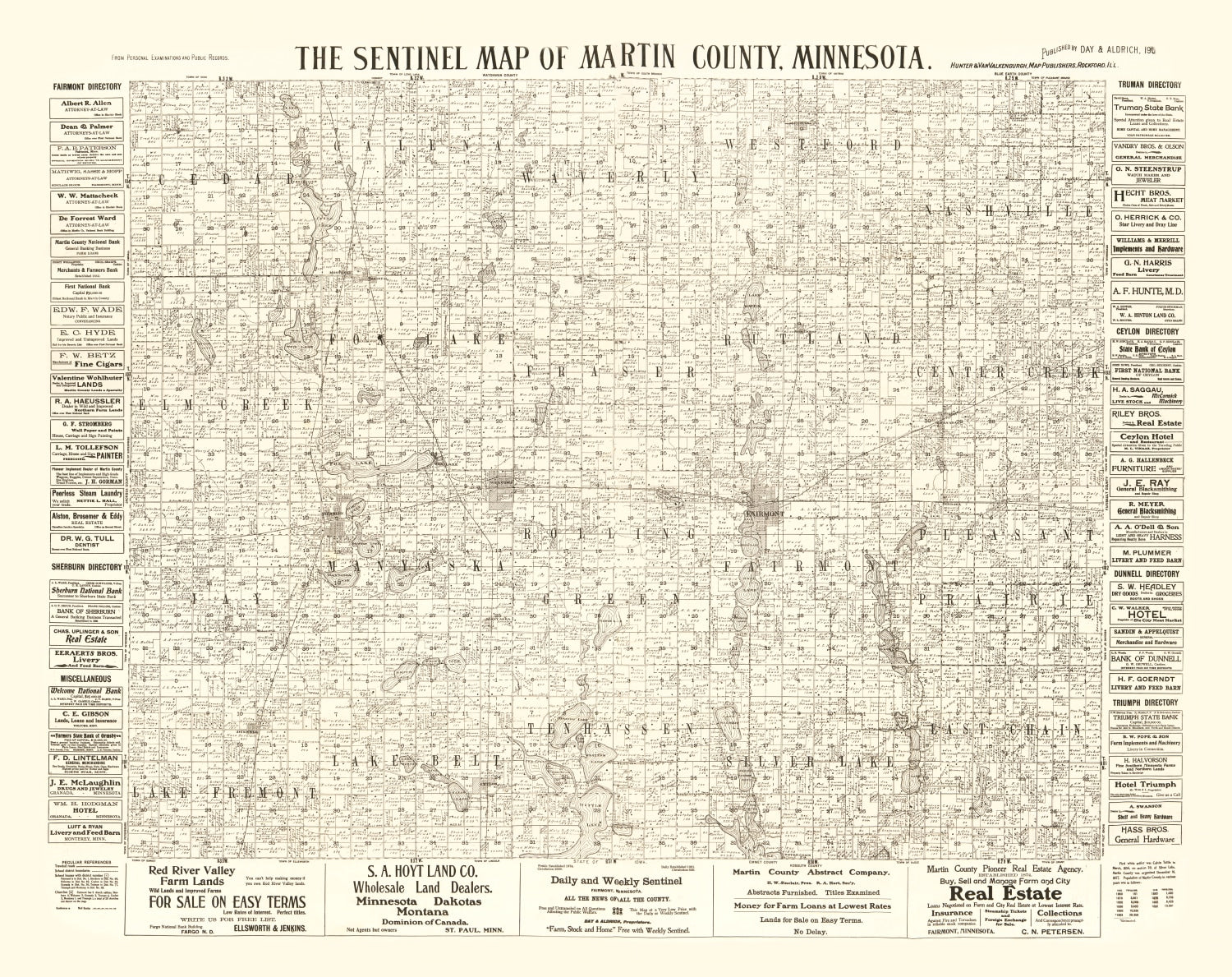 Vintage Map of Martin County, Minnesota 1901