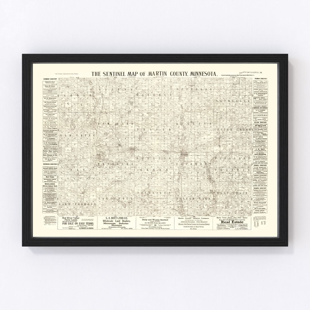Vintage Map of Martin County, Minnesota 1901