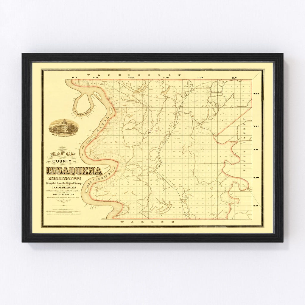 Vintage Map of Issaquena County, Mississippi 1873