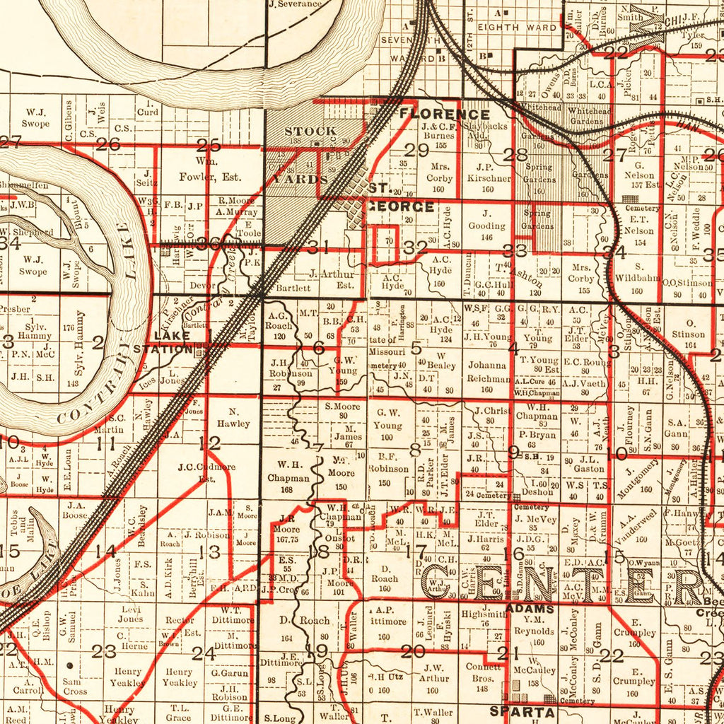 Vintage Map of Buchanan County, Missouri 1895