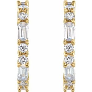 14K Yellow Gold 1/5 CTW Natural Diamond 17.2 mm Hoop Earrings – image 2