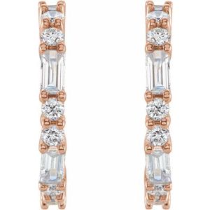14K Rose Gold 1/5 CTW Natural Diamond 17.2 mm Hoop Earrings