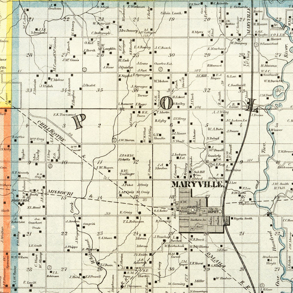 Vintage Map of Nodaway County, Missouri 1900
