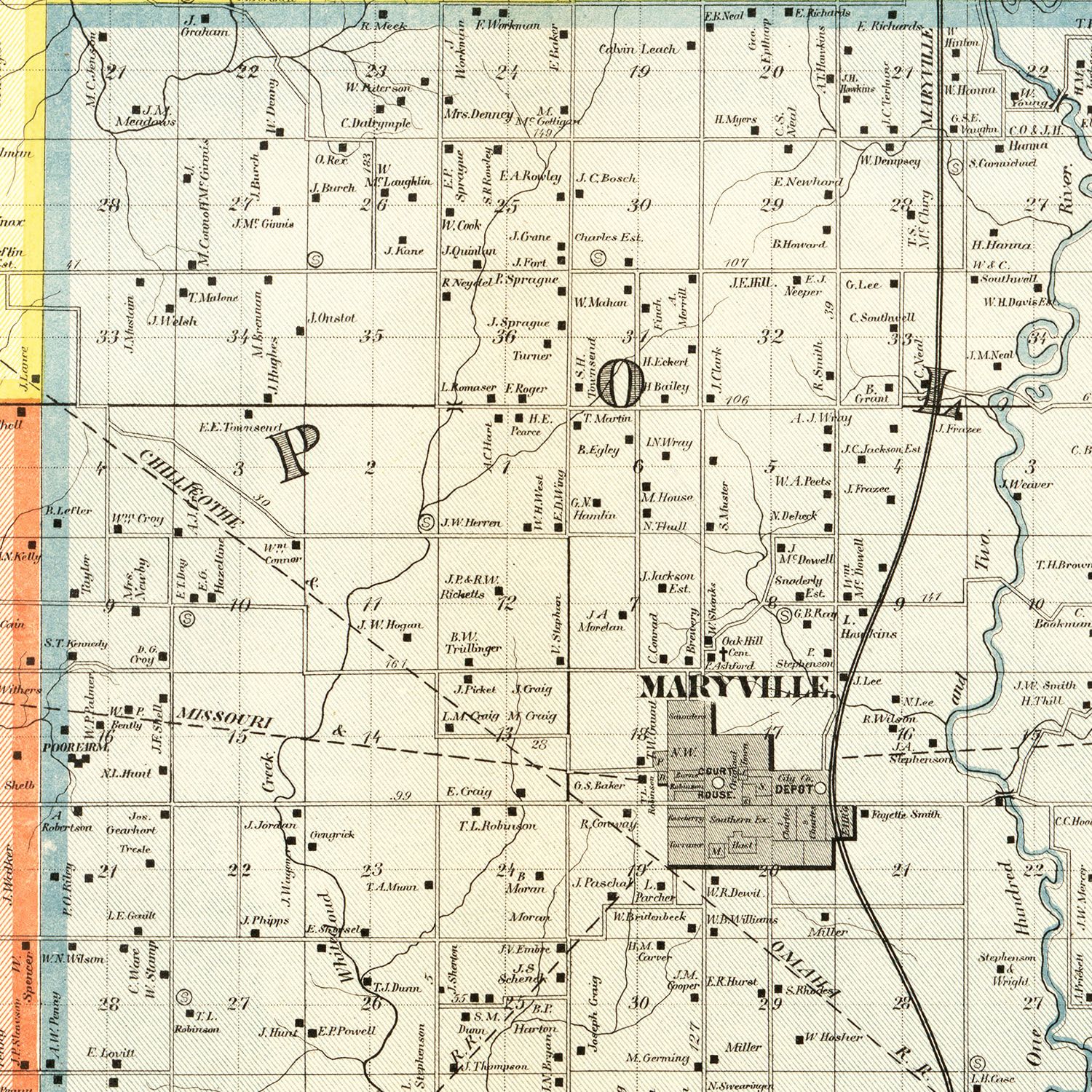 Vintage Map of Nodaway County, Missouri 1900