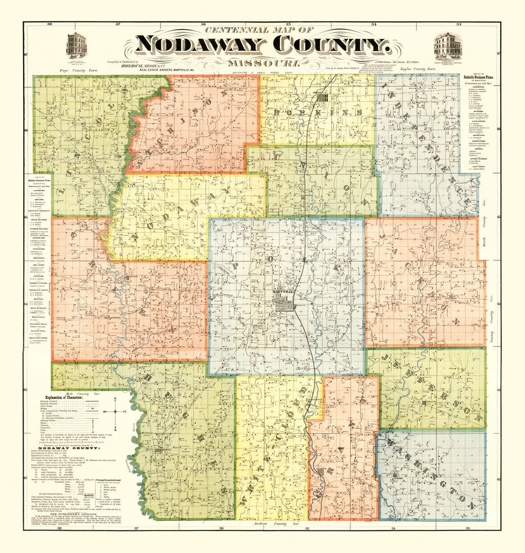 Vintage Map of Nodaway County, Missouri 1900