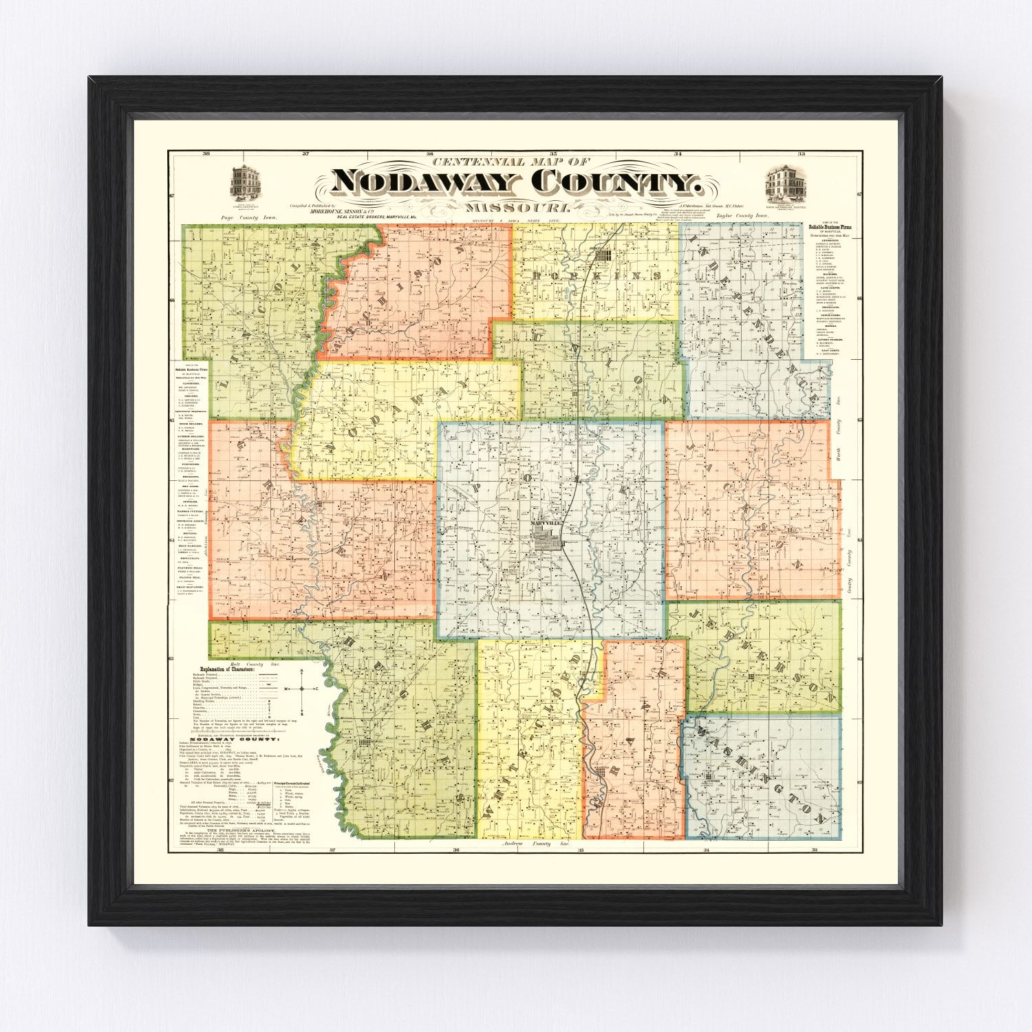Vintage Map of Nodaway County, Missouri 1900
