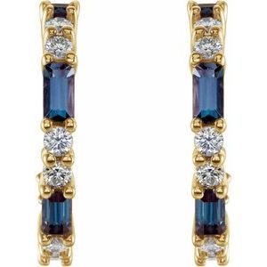14K Yellow Gold Lab-Grown Alexandrite & 1/2 CTW Natural Diamond 17.2 mm Hoop Earrings