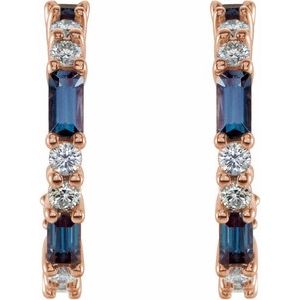 14K Rose Gold Lab-Grown Alexandrite & 1/2 CTW Natural Diamond 17.2 mm Hoop Earrings – image 2