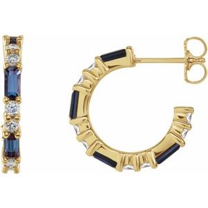 14K Yellow Gold Lab-Grown Alexandrite & 1/2 CTW Natural Diamond 17.2 mm Hoop Earrings