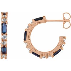 14K Rose Gold Lab-Grown Alexandrite & 1/2 CTW Natural Diamond 17.2 mm Hoop Earrings