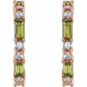 14K Rose Gold Natural Peridot & 1/2 CTW Natural Diamond 17.2 mm Hoop Earrings