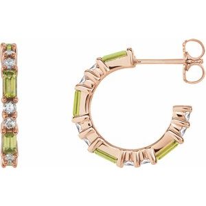 14K Rose Gold Natural Peridot & 1/2 CTW Natural Diamond 17.2 mm Hoop Earrings