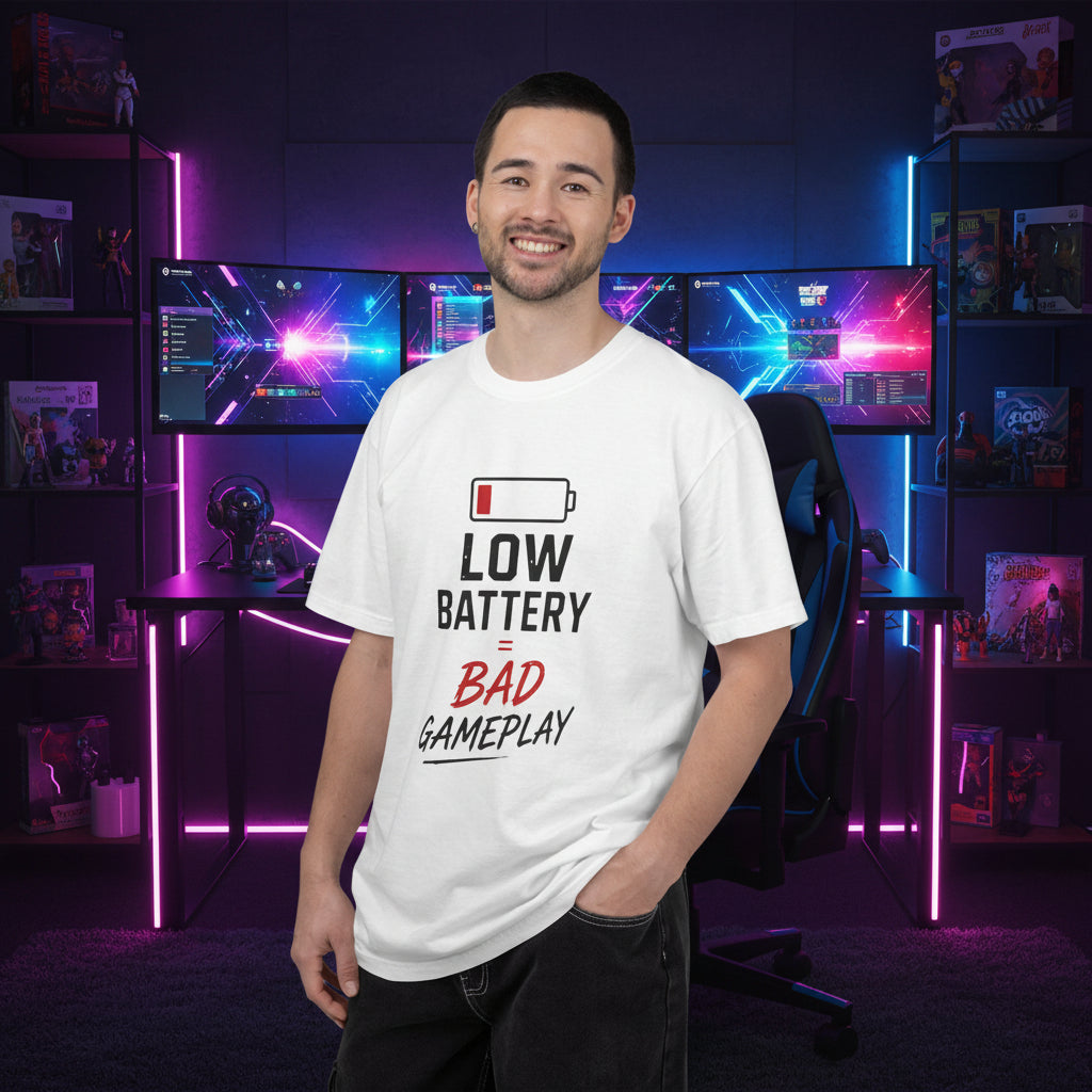 Low Battery Bad Gameplay T-Shirt - Funny Gamer Tee