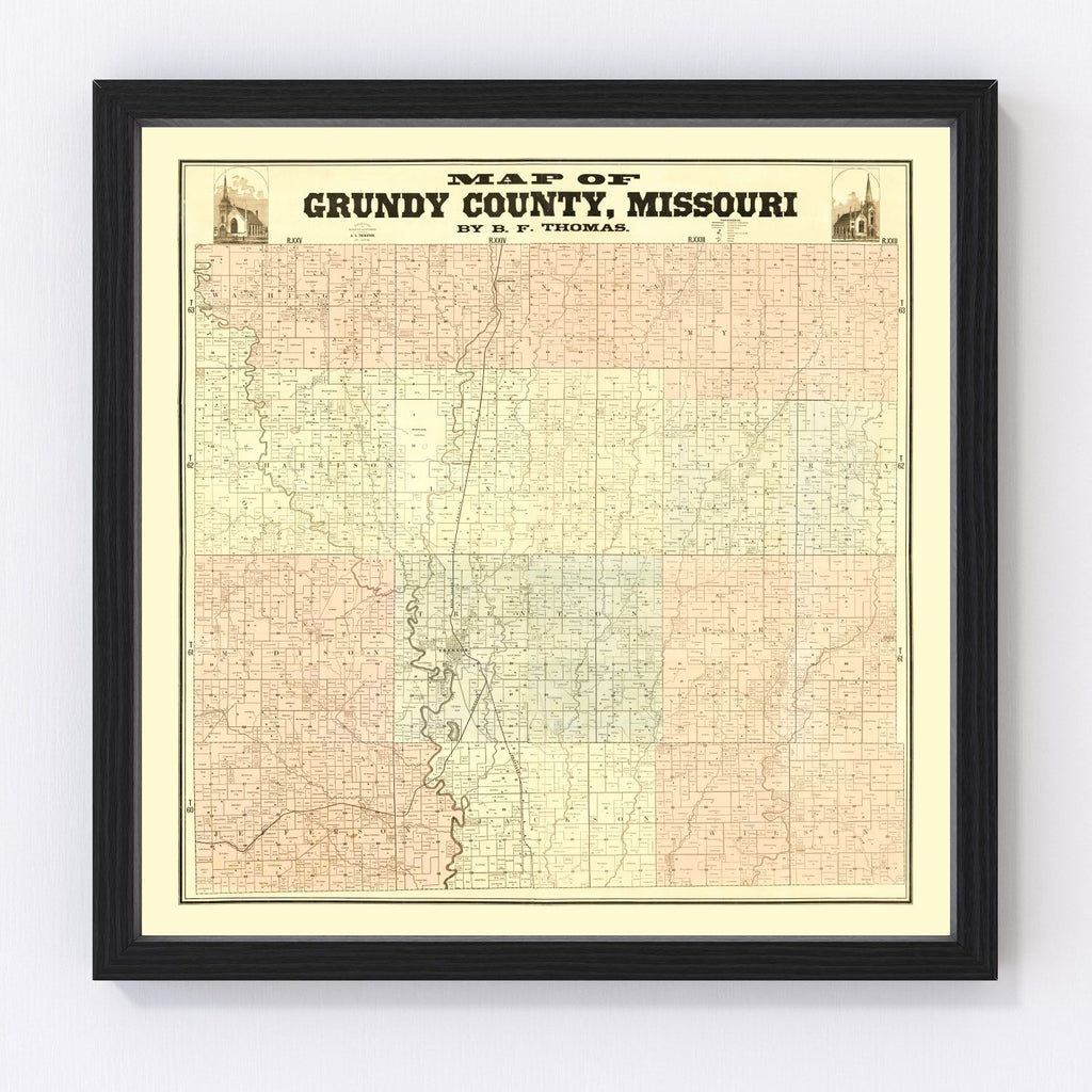 Vintage Map of Gundy County, Missouri 1890