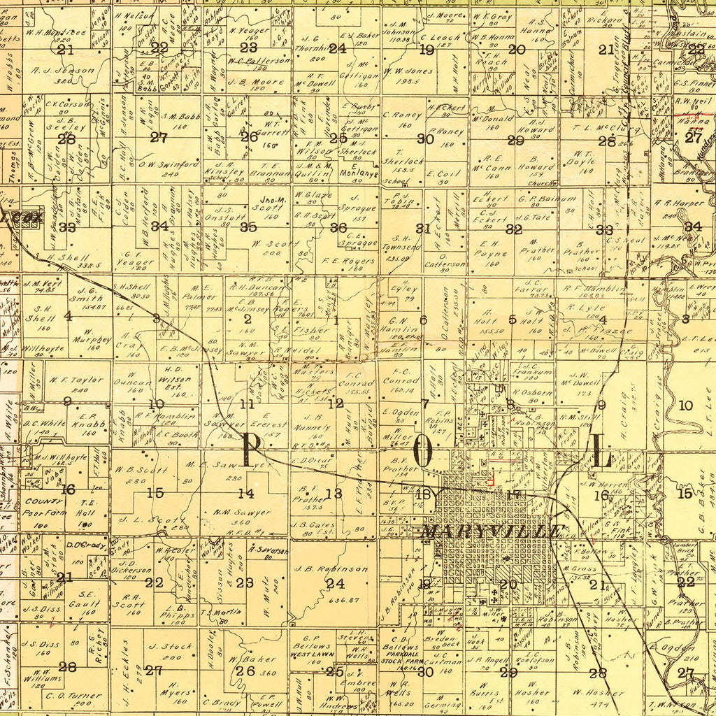 Vintage Map of Nodaway County, Missouri 1906
