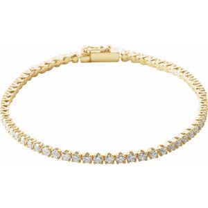 14K Yellow Gold 3 CTW Natural Diamond Line 7" Bracelet