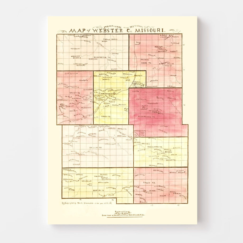 Vintage Map of Webster County, Missouri 1877