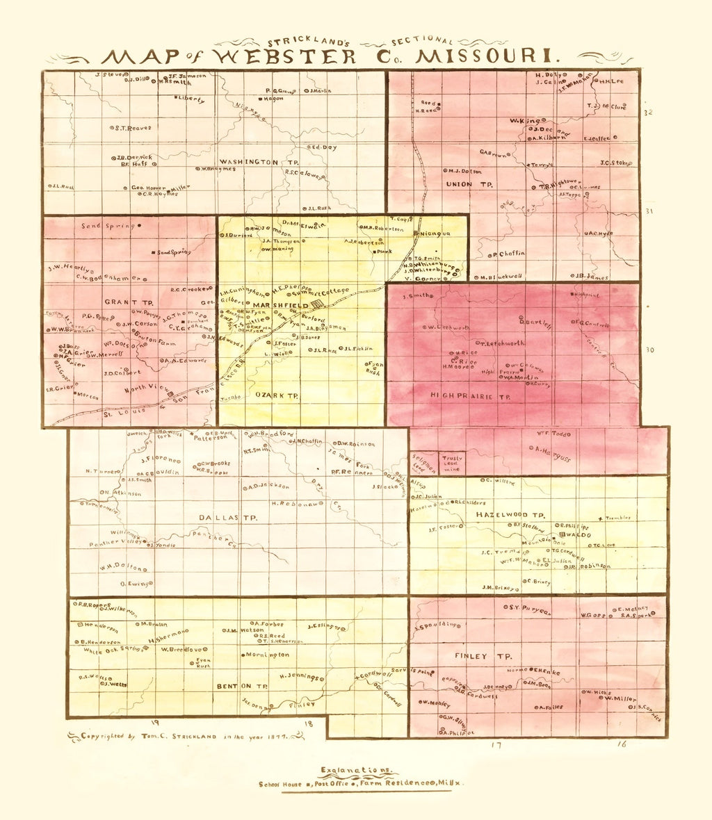 Vintage Map of Webster County, Missouri 1877