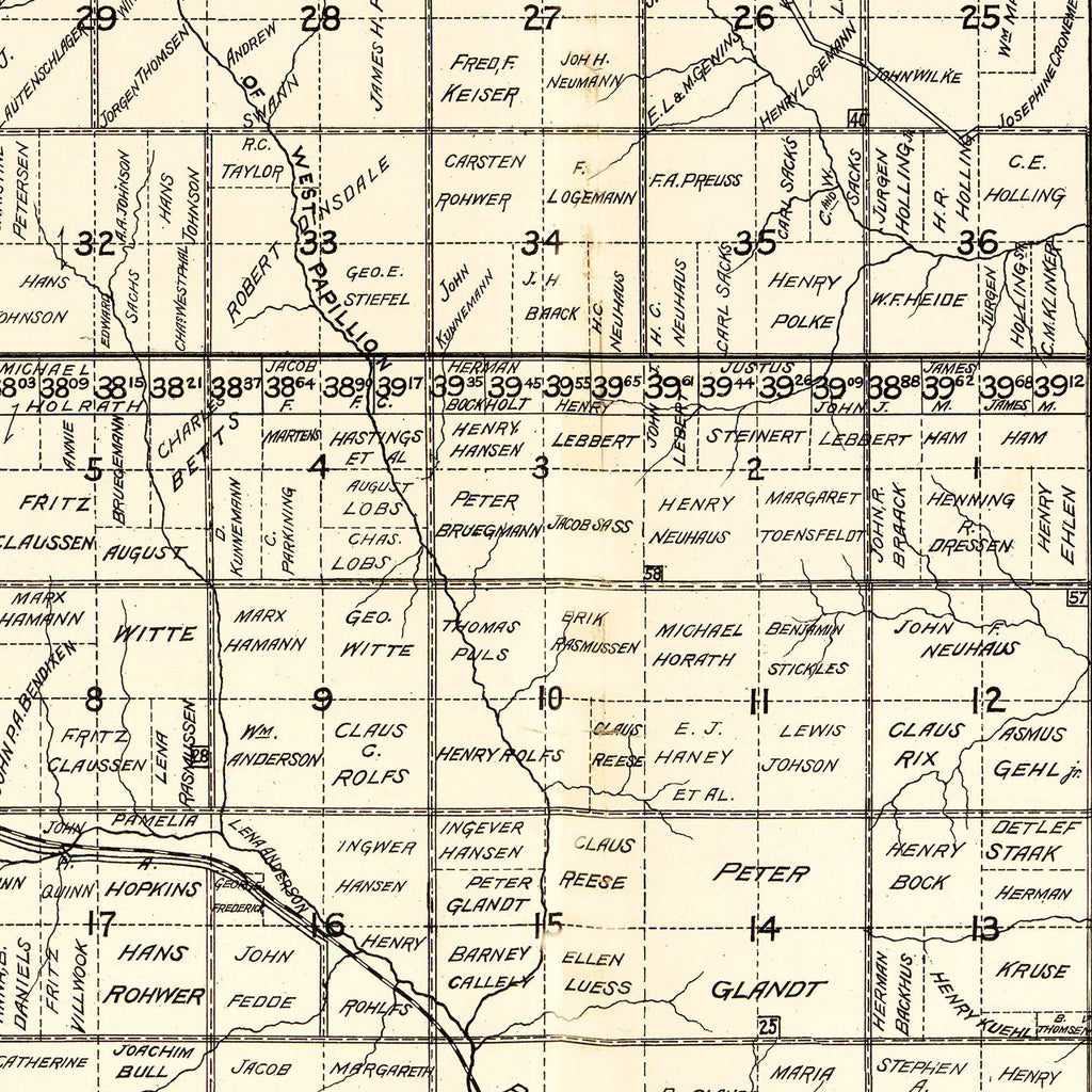 Vintage Map of Douglas County, Nebraska 1900