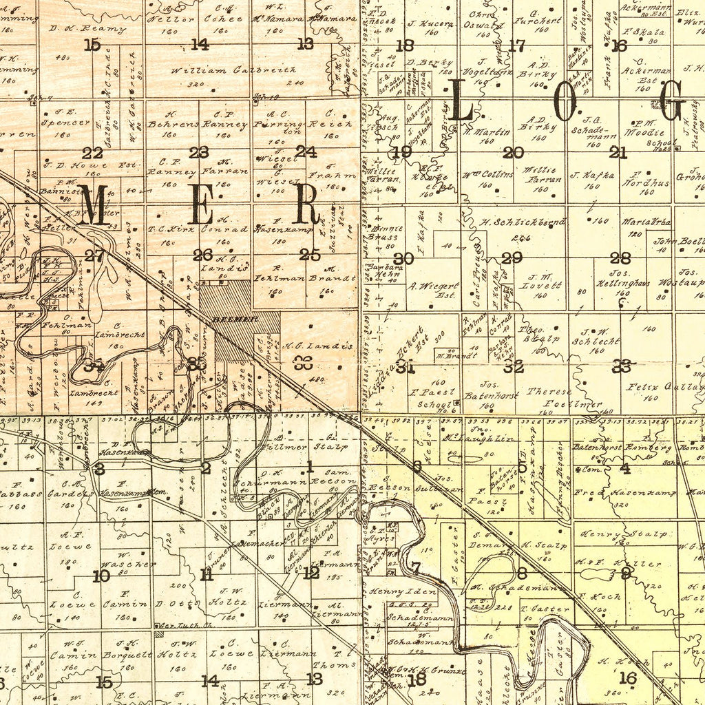 Vintage Map of Cuming County, Nebraska 1900
