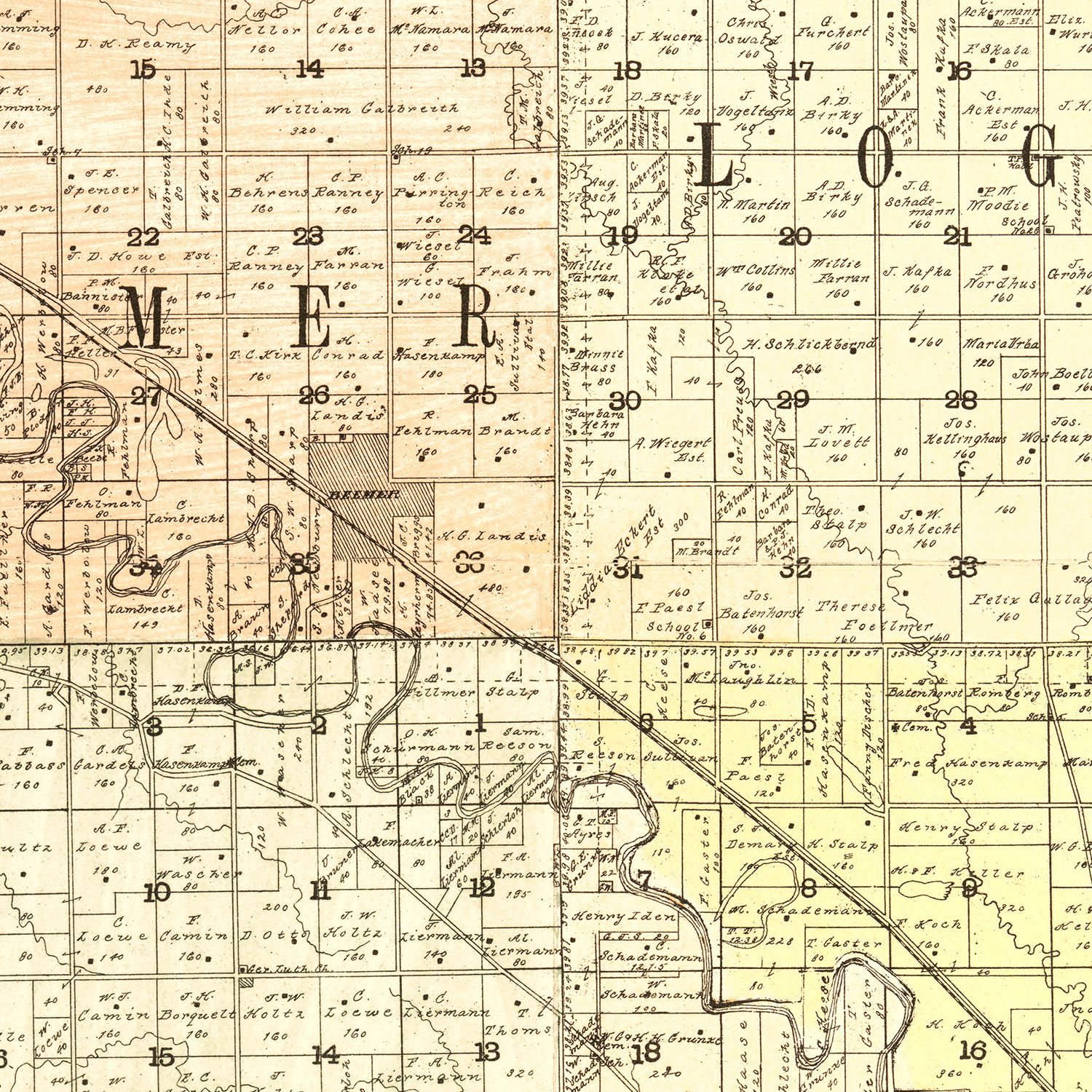 Vintage Map of Cuming County, Nebraska 1900