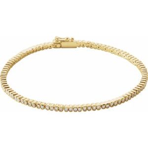 14K Yellow Gold 1 CTW Natural Diamond Line 7" Bracelet