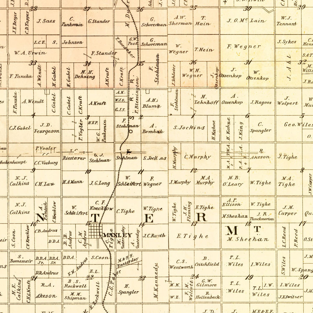 Vintage Map of Cass County, Nebraska 1894