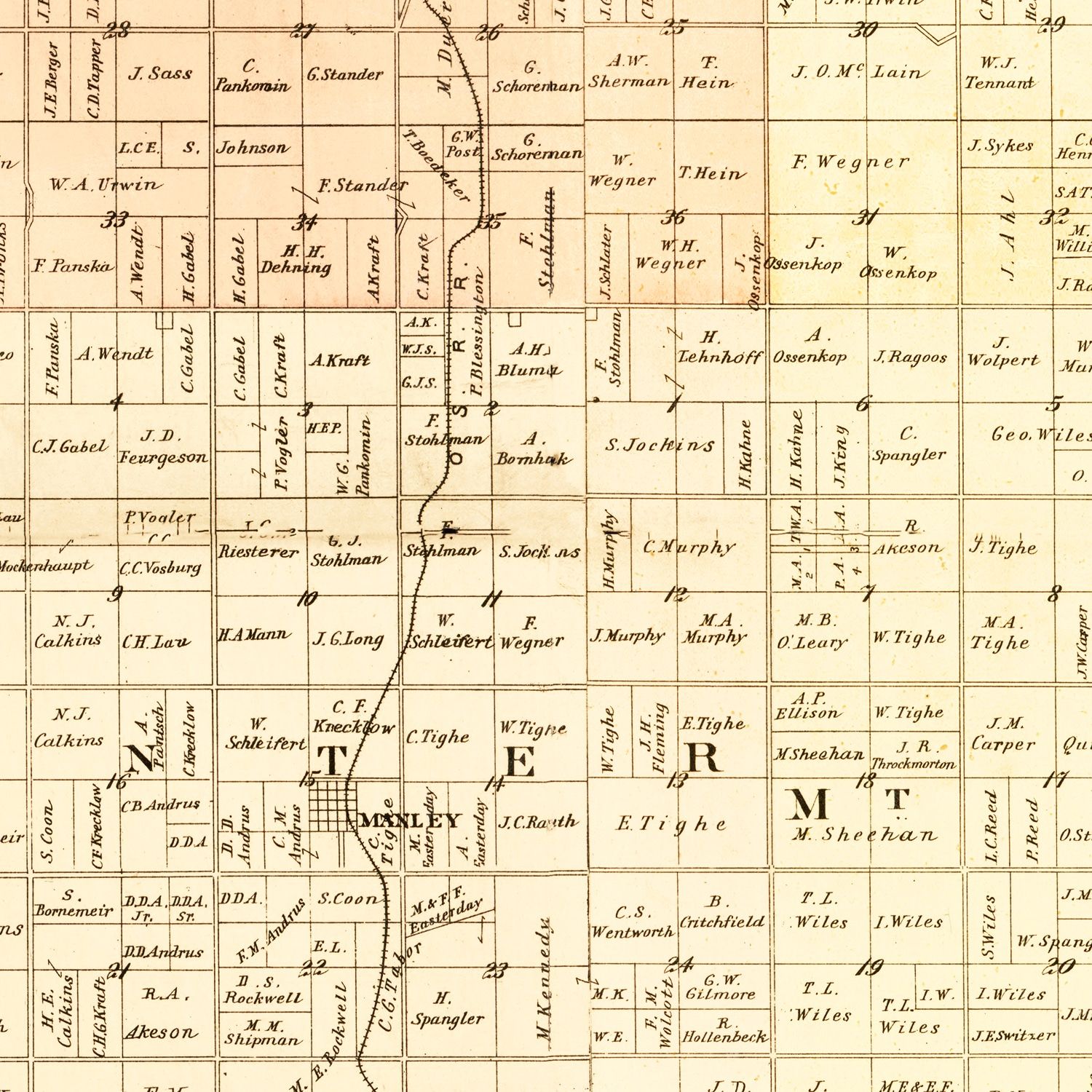 Vintage Map of Cass County, Nebraska 1894