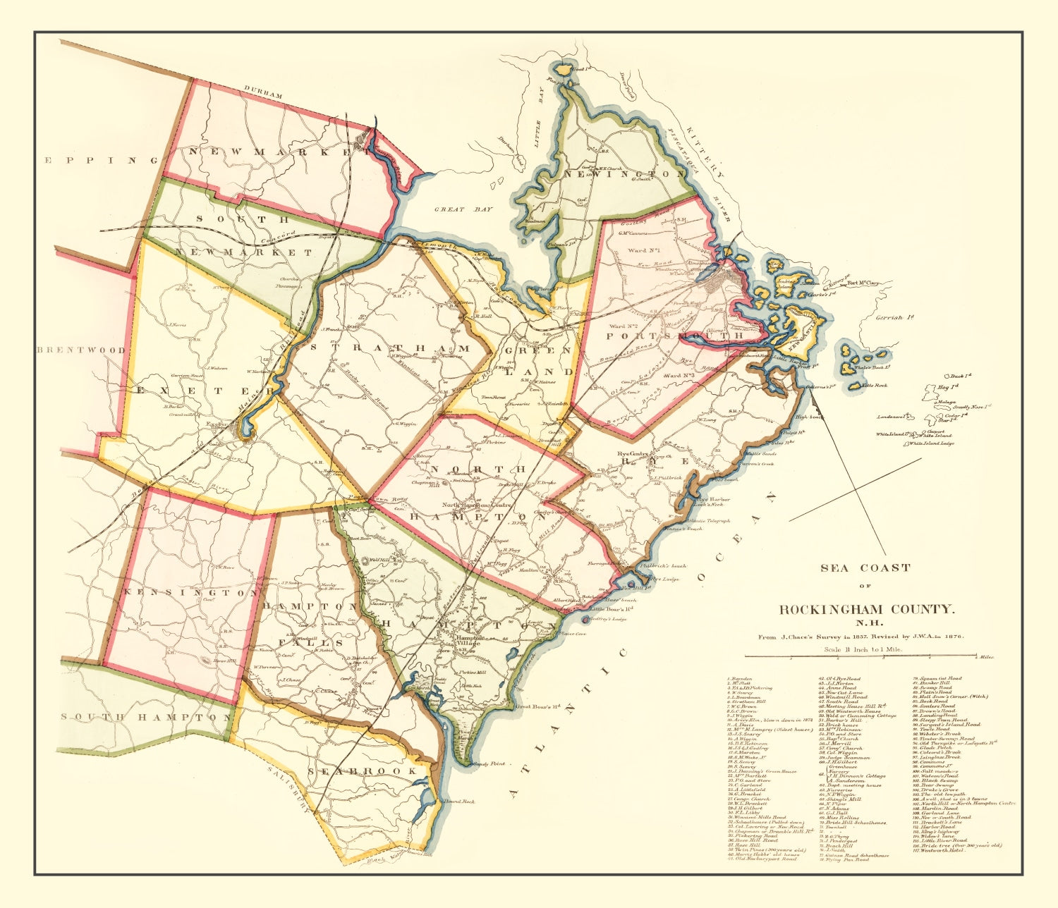 Vintage Map of Rockingham County, New Hampshire 1876