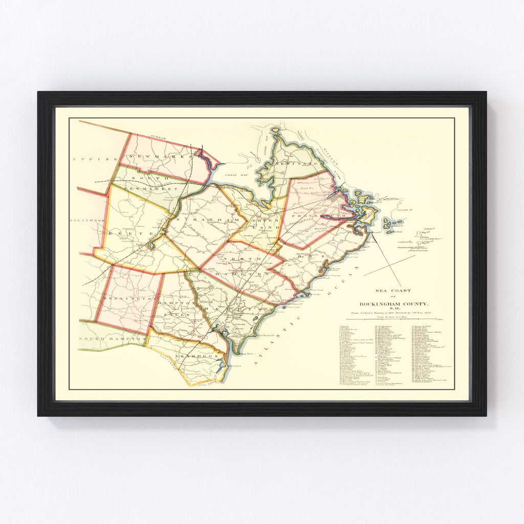 Vintage Map of Rockingham County, New Hampshire 1876