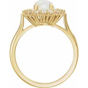 14K Yellow Gold Natural Ethiopian Opal & 1/5 CTW Natural Diamond Ring
