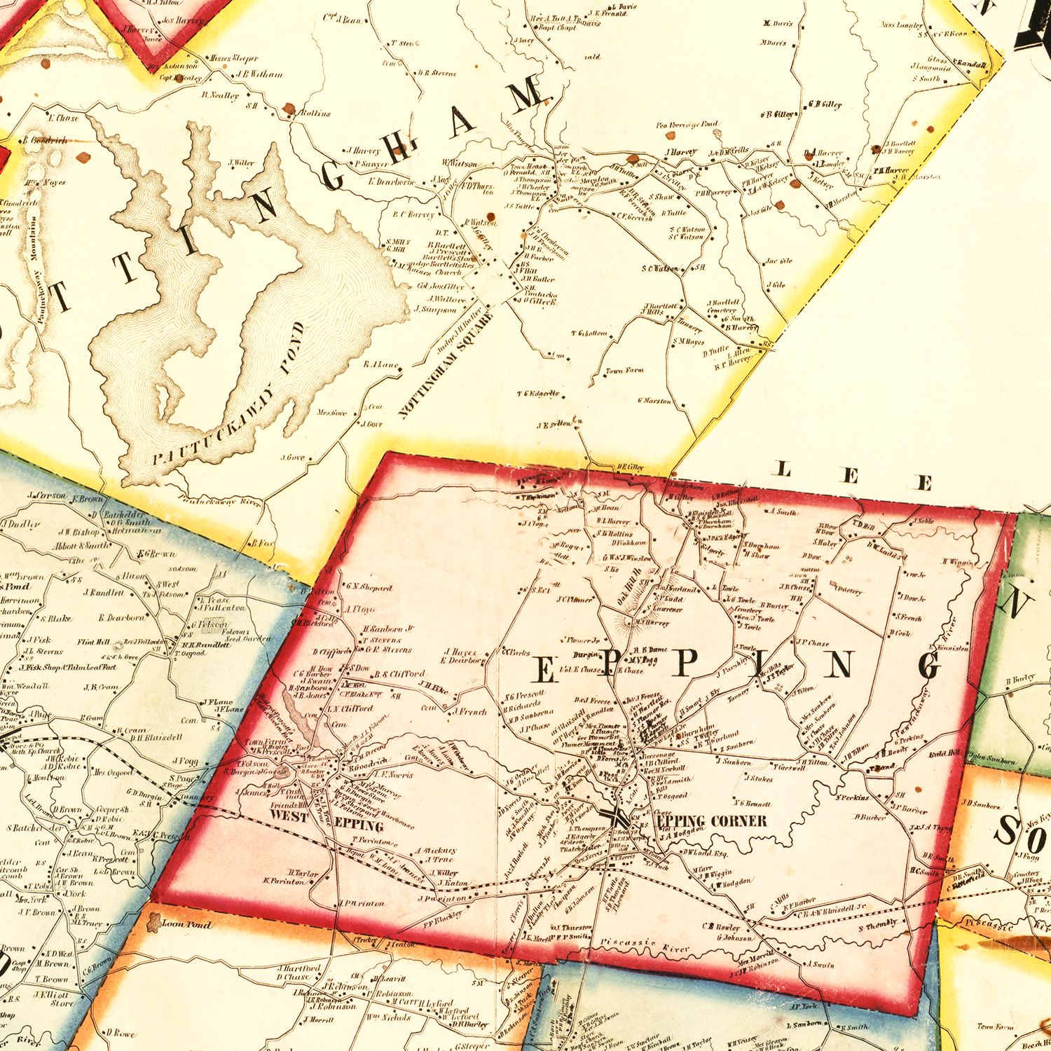Vintage Map of Rockingham County, New Hampshire 1857