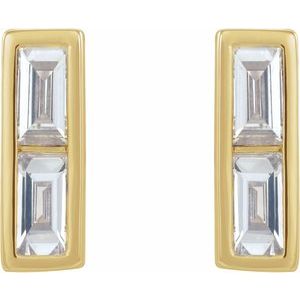 14K Yellow Gold 3/4 CTW Natural Diamond Bar Earrings – image 2