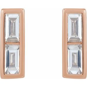 14K Rose Gold 1/4 CTW Natural Diamond Bar Earrings