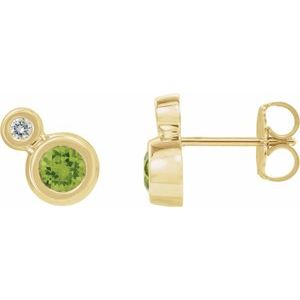 14K Yellow Gold 3 mm Natural Peridot & .03 CTW Natural Diamond Earrings