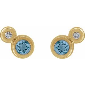 14K Yellow Gold 4 mm Natural Aquamarine & .06 CTW Natural Diamond Earrings – image 2